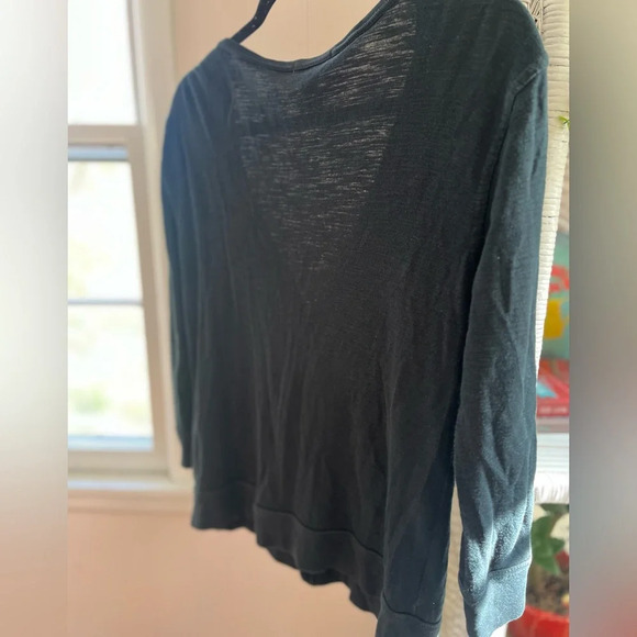 Chaps Size Medium 100% Cotton Button Up Black V Neck Long Sleeve Preppy Cardigan - Picture 7 of 10